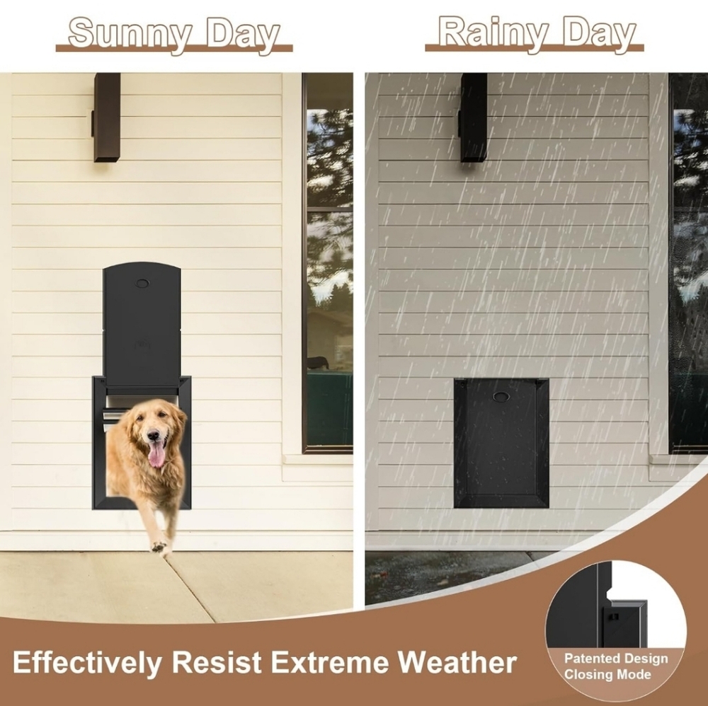HEAVY DUTY DOG DOOR w/ALUMINUM FRAME w/2 MAGNETIC FLAPS & 2 SLIDING LOCK PANELS - Picture 3 of 8